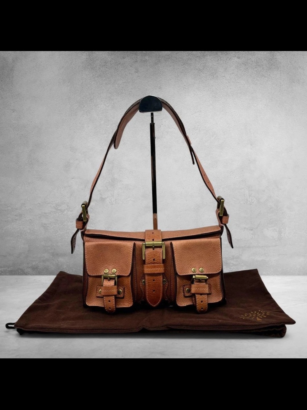 Mulberry Tan Leather Dual-Pocket Shoulder Bag - Picture 1 of 16